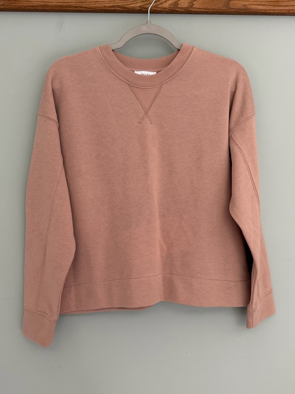 Reiss "Brooke" Natural Pink Tan Crew Neck Basic Sweatshirt Relaxed Loungewear